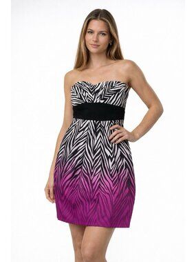 Y2K 90s STRAPLESS ZEBRA PRINT DRESS mini party clubwear vegas mall chic
